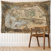 Retro Mountain Forest Map Tapestry Wall Hanging