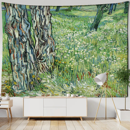 Idyllic Scenery Van Gogh Oil Painting Tapestry Wall Hanging Bohemian Simple Home Art Aesthetic Room Decor